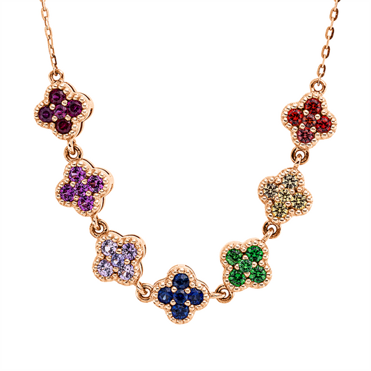 Collier 18 kt RG, mit ZÖ 40, cm,43,2cm, 35 Saphire 0,89 ct fancy
