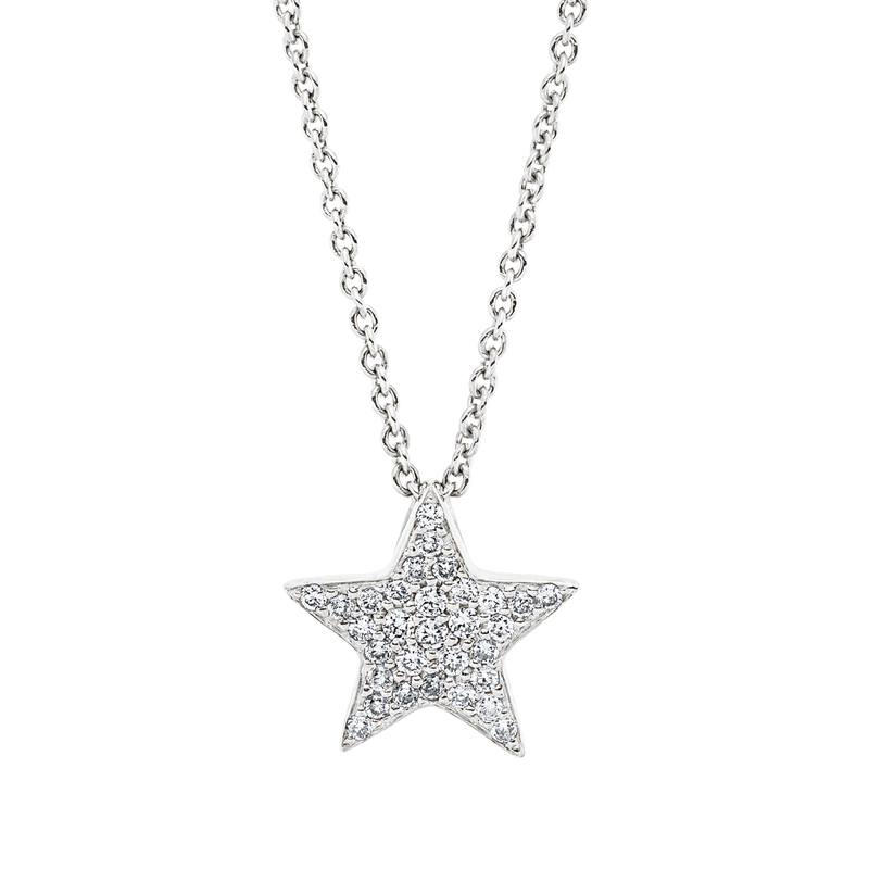 Collier 18 kt WG, mit ZÖ 40 cm + 42 cm, 31 Brill. 0,12 ct, TW-si