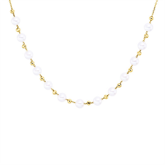 Collier 18 kt GG, mit ZÖ 40,6 cm, 13 SW weiß 3,5 mm