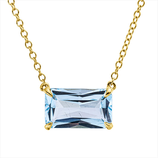 Collier 18 kt GG, mit ZÖ 40,6 cm, 1 Topas 2,60 ct sky blue