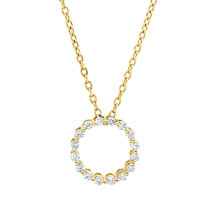 Collier 18 kt GG, mit ZÖ 40 cm, 16 Brill. 0,17 ct, TW-si