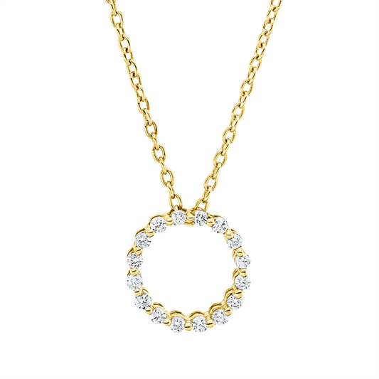 Collier 18 kt GG, mit ZÖ 40 cm, 16 Brill. 0,17 ct, TW-si