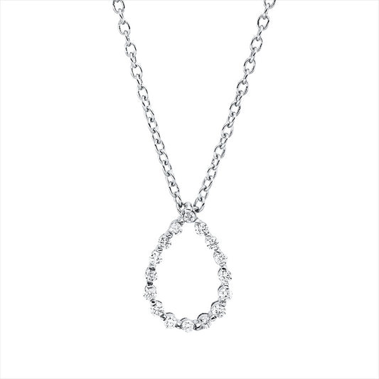 Collier 18 kt WG, mit ZÖ 42 cm, 16 Brill. 0,11 ct, F/TW-si