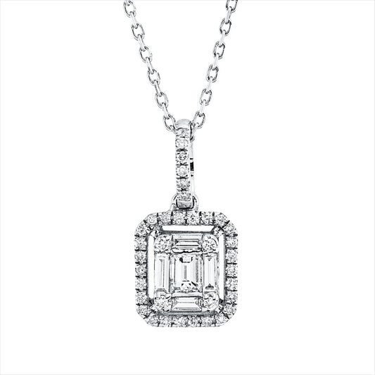 Collier 18 kt WG, 5 Bag. 0,20 ct, F/TW-si, 36 Brill. 0,11 ct, F/TW-si