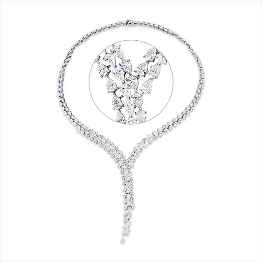 Collier 18 kt WG, 32 Tropfen 6,07 ct, F-si, 31 Tropfen 7,66 ct, F-si, 77 Tropfen 11,69 ct, F-si