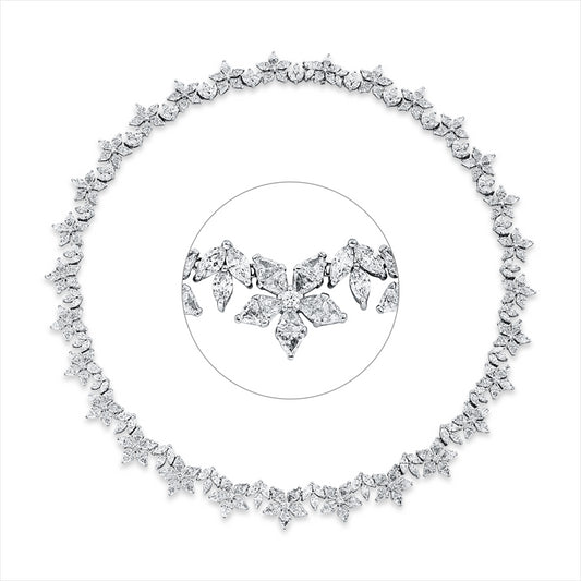 Collier 18 kt WG, 91 Nav. 7,08 ct, TW-vsi/si, 290 Tri.Sond. 14,20 ct, TW-vsi/si, 29 Brill. 0,54 ct, TW-si