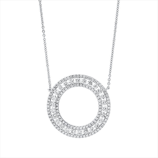 Collier 18 kt WG, mit ZÖ 40 cm + 43 cm, 26 Brill. 1,15 ct, TW-si, 104 Brill. 0,62 ct, TW-si