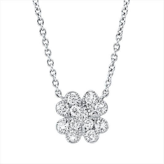 Collier 18 kt WG, mit ZÖ 40 cm + 43 cm, 5 Brill. 0,08 ct, TW-si, 8 Brill. 0,24 ct, TW-si, 4 Brill. 0,01 ct, TW-si