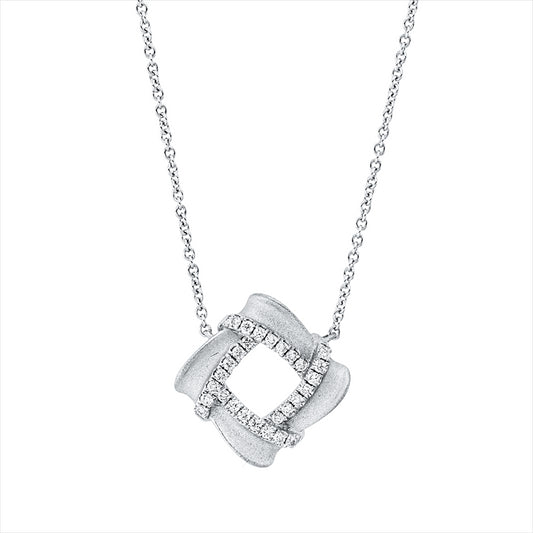 Collier 18 kt WG, mit ZÖ 40 cm + 43 cm, 28 Brill. 0,20 ct, TW-si