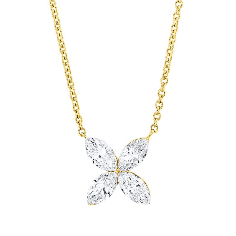 Collier 18 kt GG, 4 Nav. 1,14 ct, TW-si