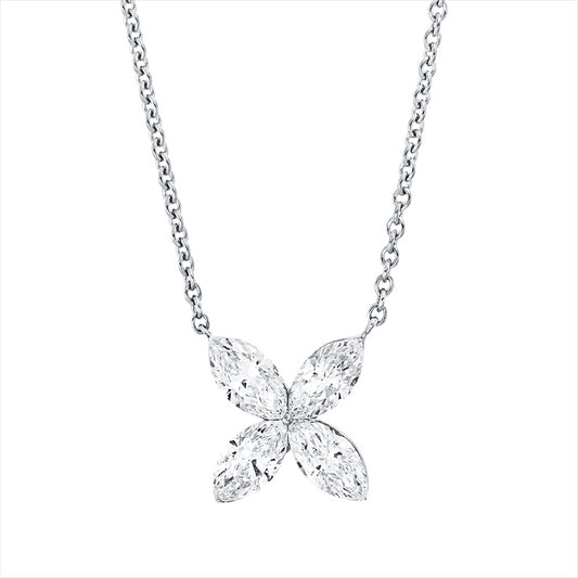 Collier 18 kt WG, 4 Nav. 1,12 ct, TW-si