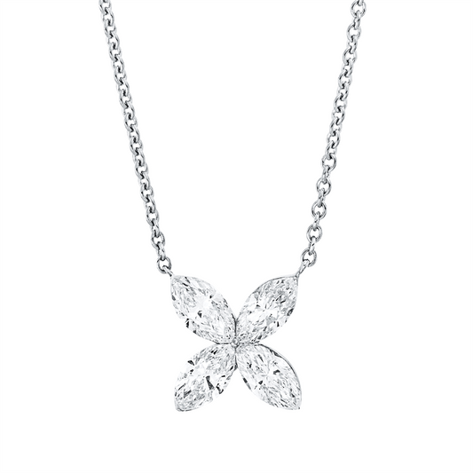 Collier 18 kt WG, 4 Nav. 1,12 ct, TW-si