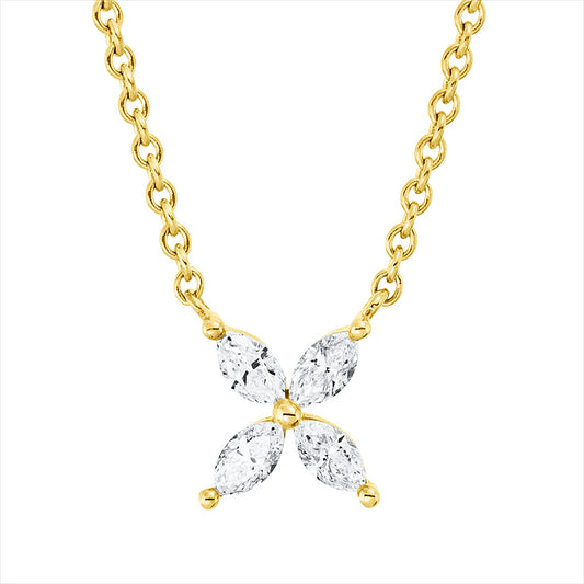 Collier 18 kt GG, 4 Nav. 0,22 ct, TW-si