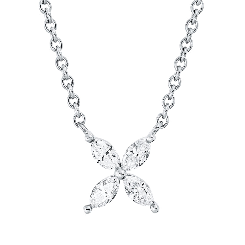 Collier 18 kt WG, 4 Nav. 0,25 ct, TW-si