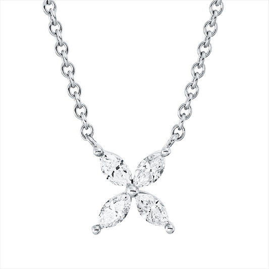 Collier 18 kt WG, 4 Nav. 0,25 ct, TW-si
