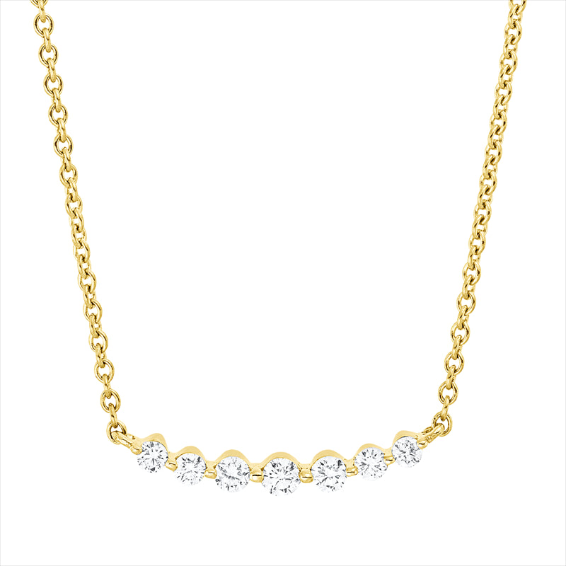 Collier 18k GG, 2 Brill. 0,05 ct, TW-si, 2 Brill. 0,07 ct, TW-si, 1 Brill. 0,04 ct, TW-si, 2 Brill. 0,04 ct, TW-si