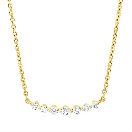 Collier 18k GG, 2 Brill. 0,05 ct, TW-si, 2 Brill. 0,07 ct, TW-si, 1 Brill. 0,04 ct, TW-si, 2 Brill. 0,04 ct, TW-si
