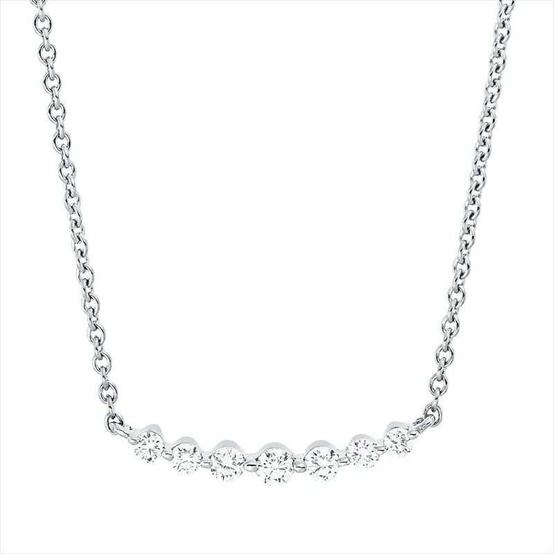 Collier 18k WG, 2 Brill. 0,05 ct, TW-si, 2 Brill. 0,07 ct, TW-si, 1 Brill. 0,04 ct, TW-si, 2 Brill. 0,04 ct, TW-si