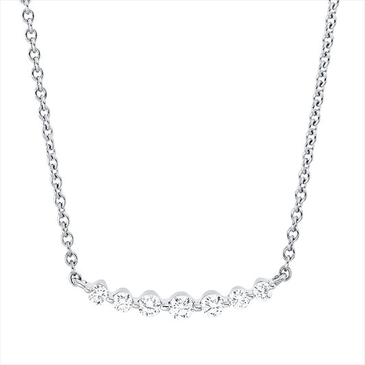 Collier 18k WG, 2 Brill. 0,05 ct, TW-si, 2 Brill. 0,07 ct, TW-si, 1 Brill. 0,04 ct, TW-si, 2 Brill. 0,04 ct, TW-si