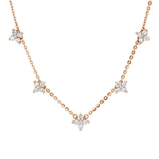 Collier 18 kt RG, mit ZÖ 40 cm + 43 cm, 20 Brill. 0,67 ct, W-pi