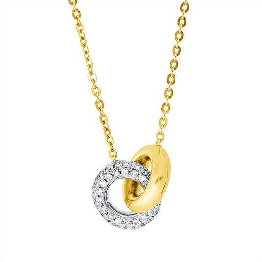 Collier 18 kt GG+WG, mit ZÖ 40 cm + 43 cm, 80 Brill. 0,46 ct, W-pi