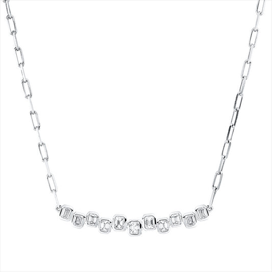 Collier 18 kt WG, mit ZÖ 40 cm + 43 cm, 11 Sm.schliff 1,20 ct, W-si