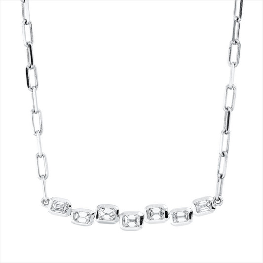 Collier 18 kt WG, mit ZÖ 40 cm + 43 cm, 7 Sm.schliff 0,90 ct, W-si