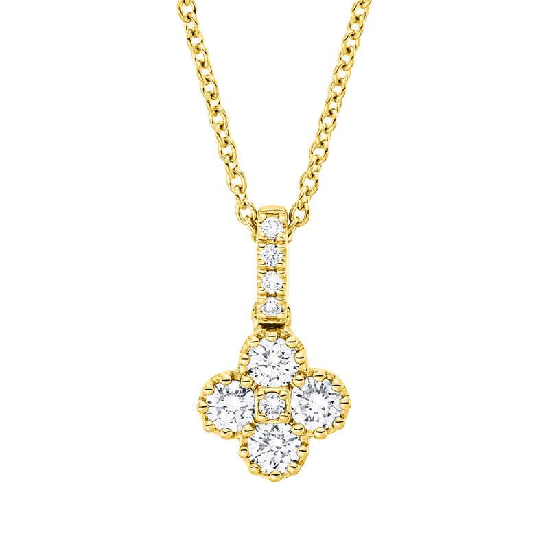 Collier 18 kt GG, mit ZÖ 42 cm, 9 Brill. 0,35 ct, TW-si