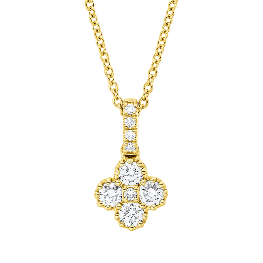 Collier 18 kt GG, mit ZÖ 42 cm, 9 Brill. 0,35 ct, TW-si