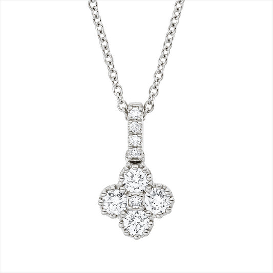 Collier 18 kt WG, mit ZÖ 42 cm, 4 Brill. 0,32 ct, TW-si, 5 Brill. 0,04 ct, TW-si