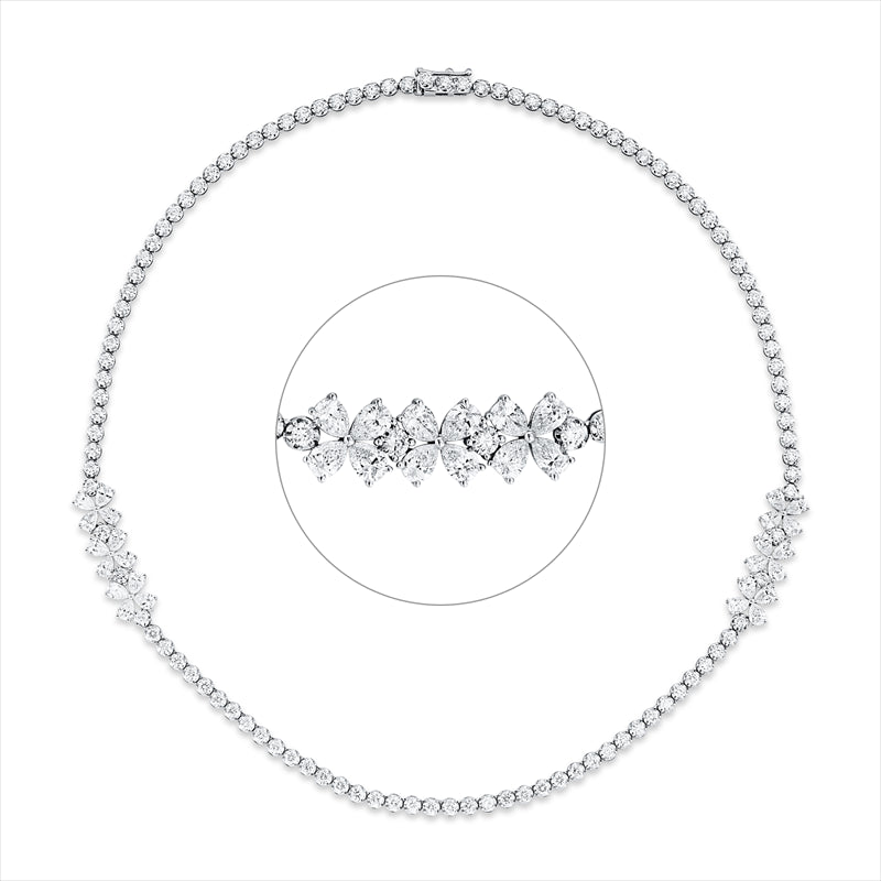 Collier 18 kt WG, 24 Tropfen 3,78 ct, TW-si, 111 Brill. 5,83 ct, TW-pi