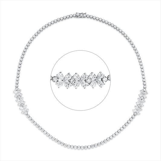 Collier 18 kt WG, 24 Tropfen 3,78 ct, TW-si, 111 Brill. 5,83 ct, TW-pi