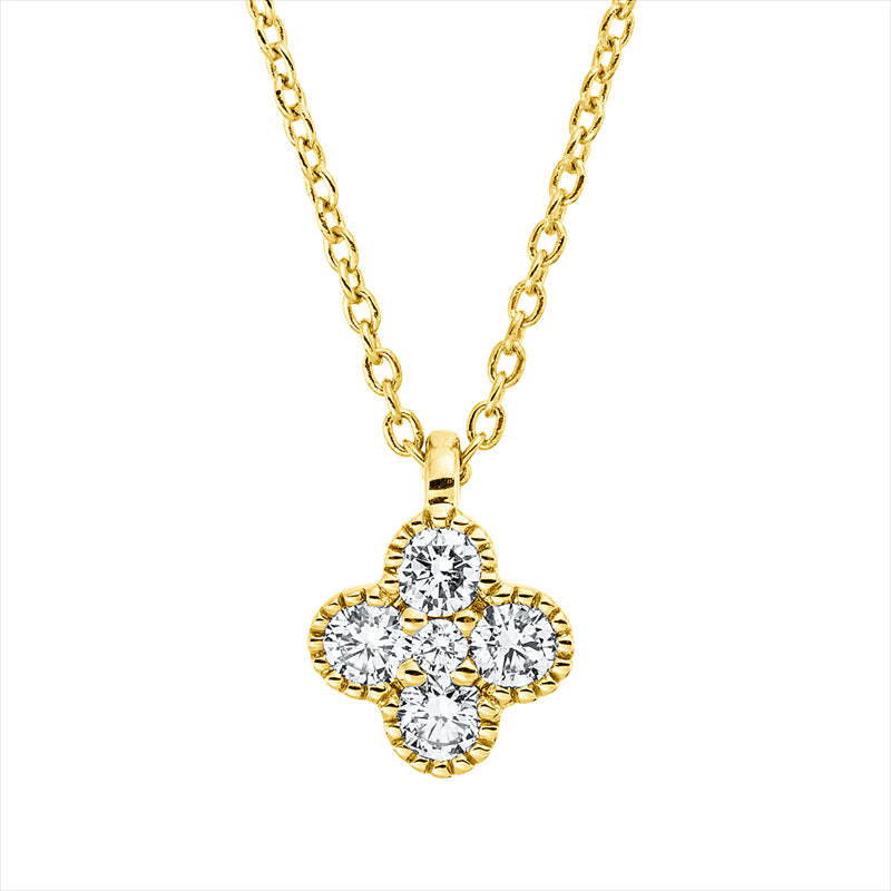 Collier 18 kt GG, mit ZÖ 42 cm, 4 Brill. 0,17 ct, TW-si, 1 Brill. 0,01 ct, TW-si