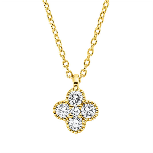 Collier 18 kt GG, mit ZÖ 42 cm, 4 Brill. 0,17 ct, TW-si, 1 Brill. 0,01 ct, TW-si