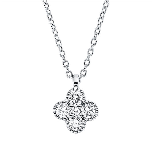 Collier 18 kt WG, mit ZÖ 42 cm, 4 Brill. 0,17 ct, TW-si, 1 Brill. 0,01 ct, TW-si
