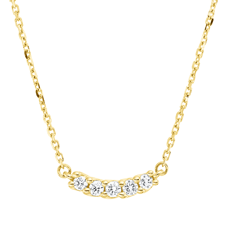 Collier 18 kt GG, mit ZÖ 42 cm, 5 Brill. 0,10 ct, TW-si