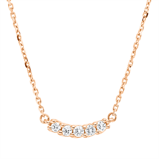 Collier 18 kt RG, mit ZÖ 42 cm, 5 Brill. 0,10 ct, TW-si