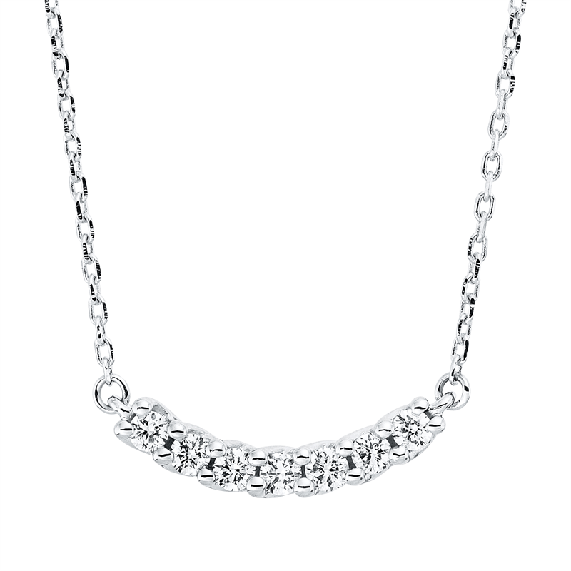 Collier 18 kt WG, mit ZÖ 42 cm, 7 Brill. 0,13 ct, TW-si