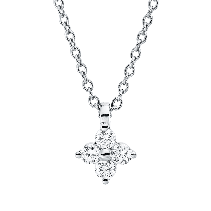 Collier 18 kt WG, mit ZÖ 42 cm, 4 Brill. 0,10 ct, TW-si