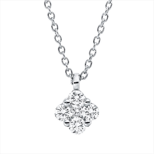 Collier 18 kt WG, mit ZÖ 42 cm, 4 Brill. 0,16 ct, TW-si, 1 Brill. 0,02 ct, TW-si