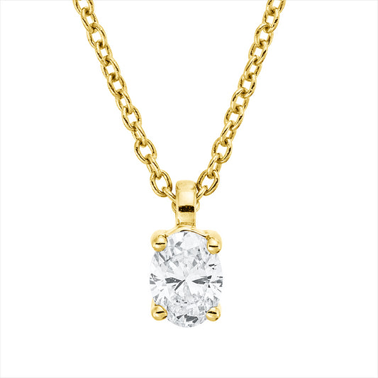 Collier 18 kt GG, mit ZÖ 42 cm, 1 Oval 0,19 ct, TW-si