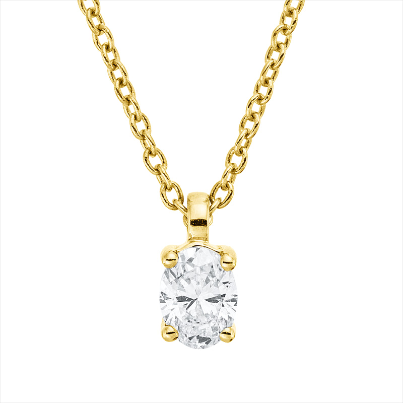 Collier 18 kt GG, mit ZÖ 42 cm, 1 Oval 0,19 ct, TW-si