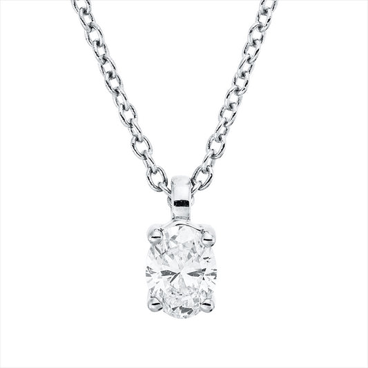 Collier 18 kt WG, mit ZÖ 42 cm, 1 Oval 0,19 ct, TW-si