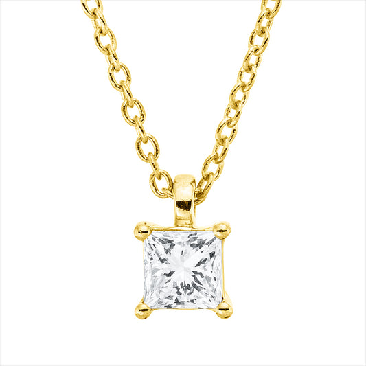 Collier 18 kt GG, mit ZÖ 42 cm, 1 Princ. 0,19 ct, TW-si