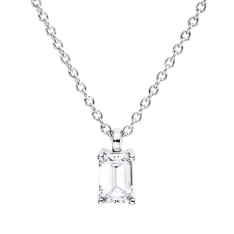 Collier 18 kt WG, GIA2527784791, ZÖ 42 cm, 1 Sm.schliff 0,30 ct, F-vs1