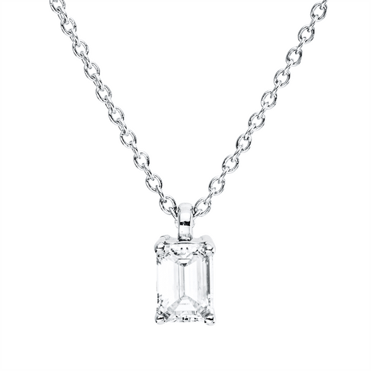 Collier 18 kt WG, GIA2527784791, ZÖ 42 cm, 1 Sm.schliff 0,30 ct, F-vs1