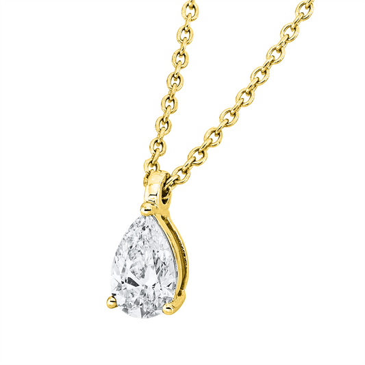Collier 18 kt GG, GIA6522425263, ZÖ 42 cm, 1 Tropfen 0,30 ct, E-vs2