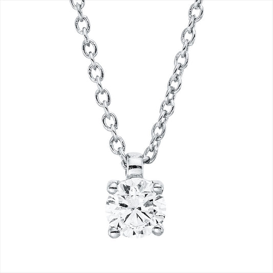 Collier 18 kt WG, mit ZÖ 42 cm, 1 Brill. 0,20 ct, TW-si