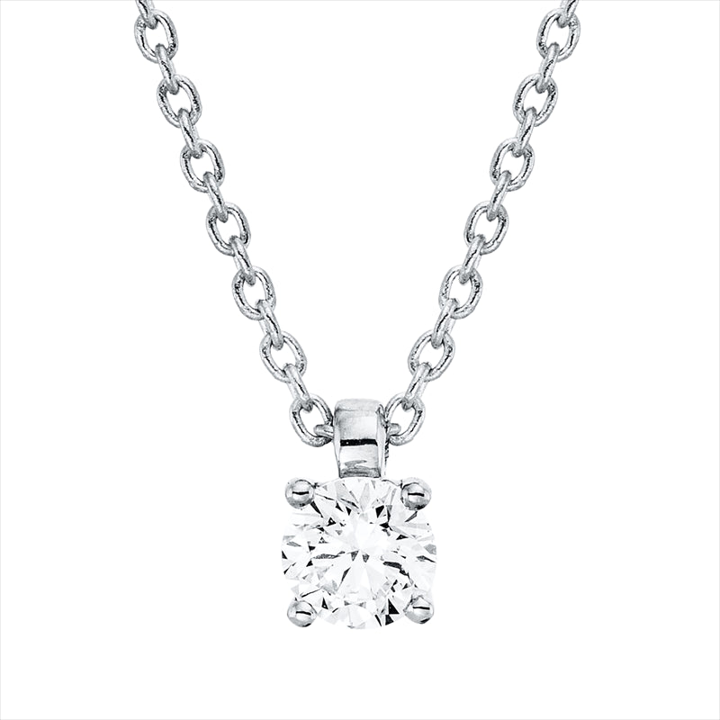 Collier 18 kt WG, mit ZÖ 42 cm, 1 Brill. 0,15 ct, TW-si