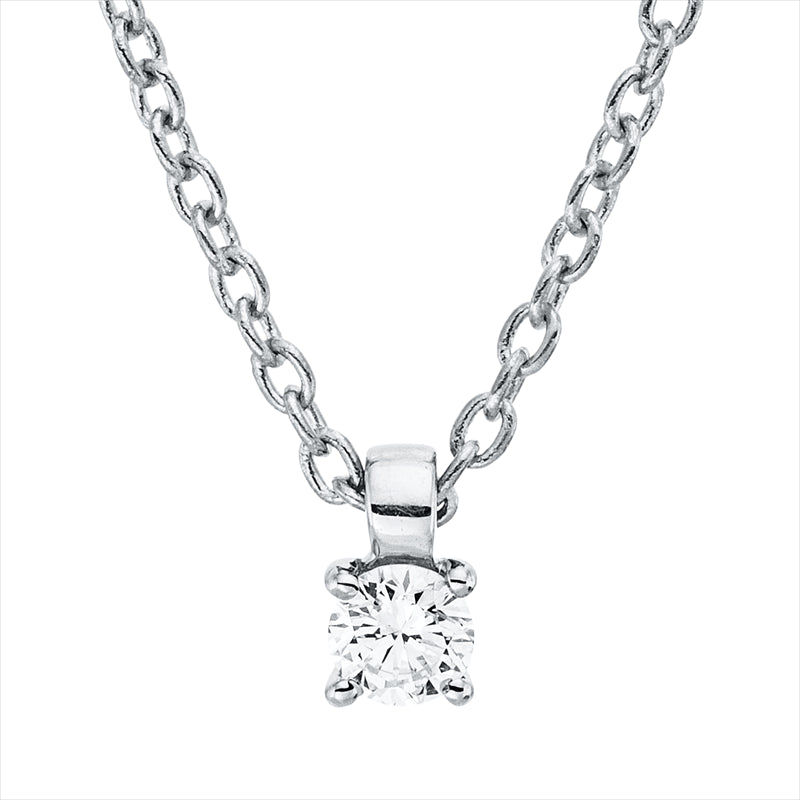 Collier 18 kt WG, mit ZÖ 42 cm, 1 Brill. 0,05 ct, TW-si